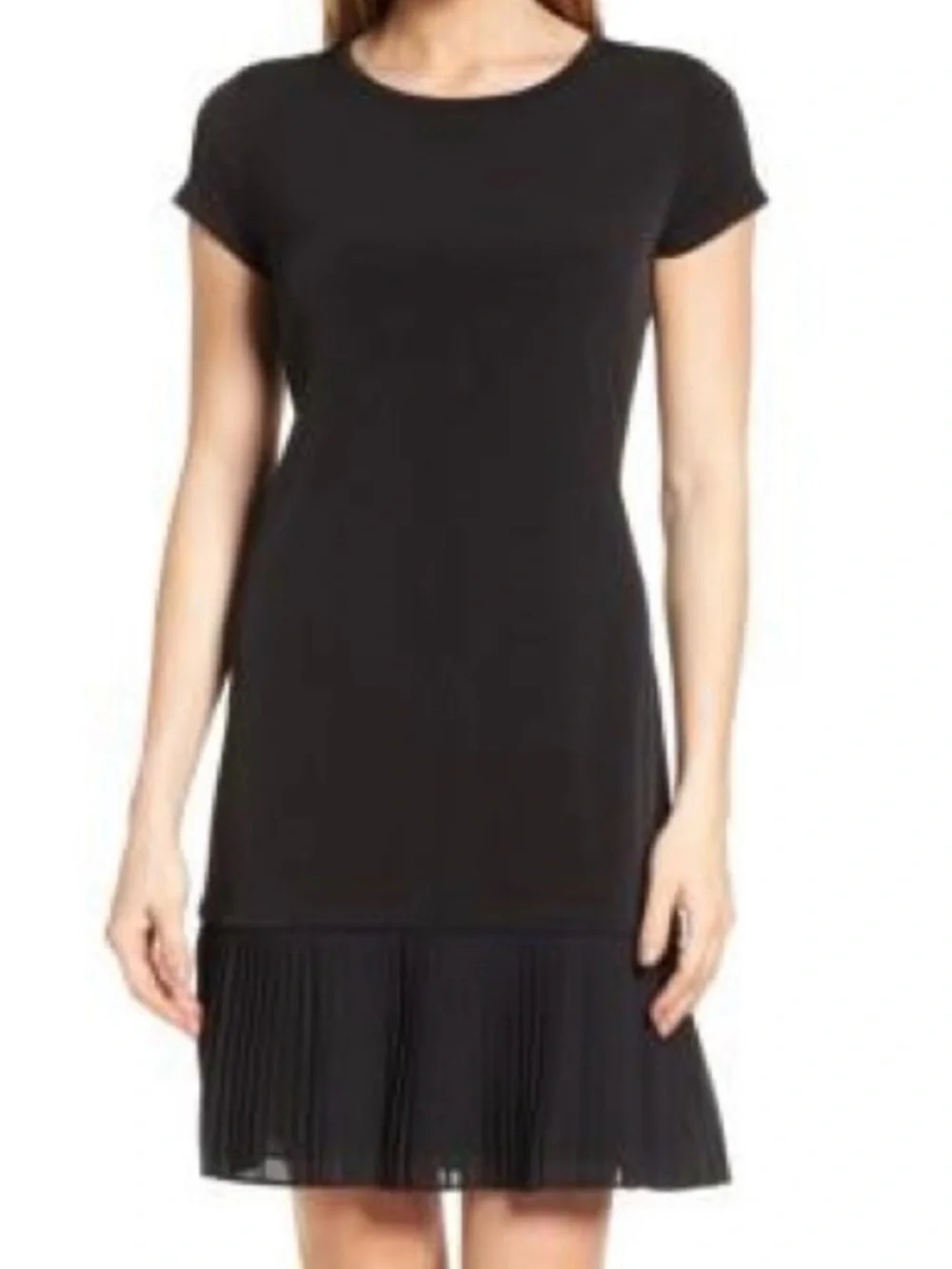Michael Kors Black Short-Sleeve Fringe-Hem Mini Dress